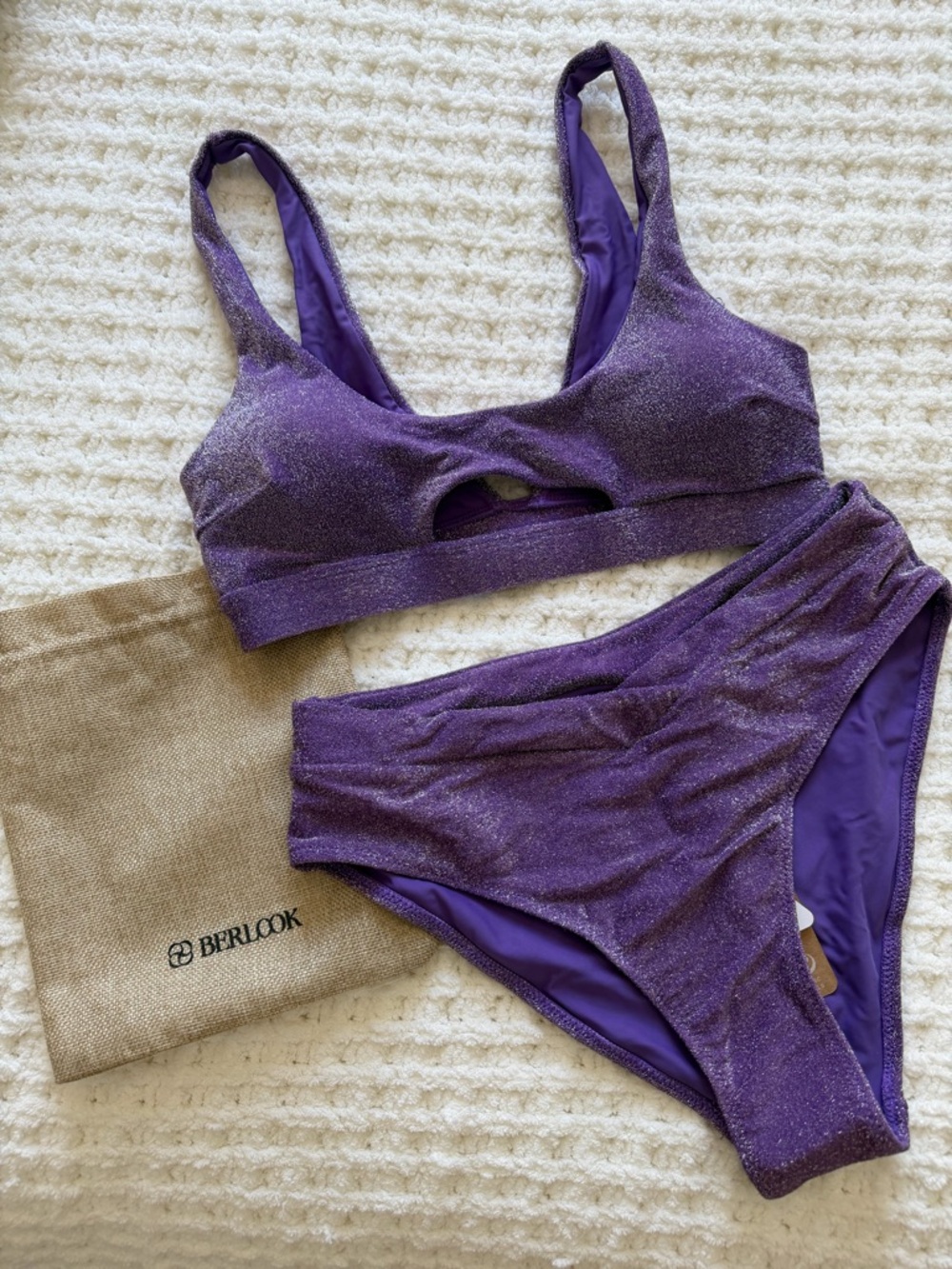 Berlook Lurex Cut Out Bikini purple sparkle
